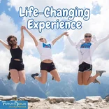 Excited students by the Alps