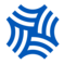 Khalifa University logo is a blue shape ona white background. The blue angular shape is like a flower or swirl that meets in a central point.